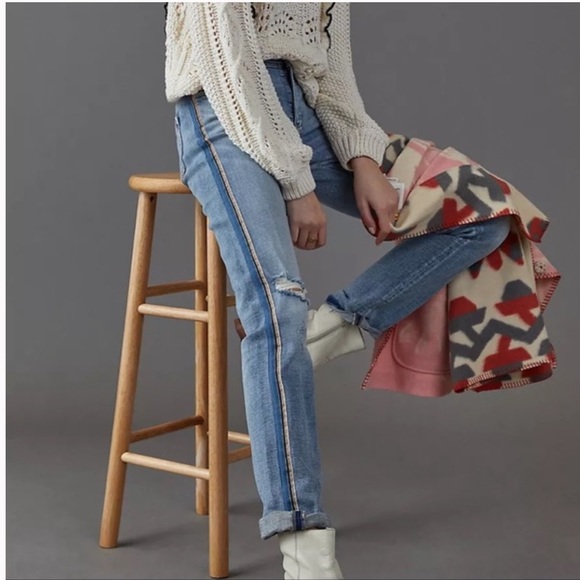 Anthropologie Pilcro Stripe Slim Boyfriend Jeans size 27 inseam 28 - Picture 1 of 7